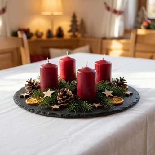 Piatto in ardesia naturale vassoio rotondo in pietra nero Ø25cm 2 pz | Floristik24.it