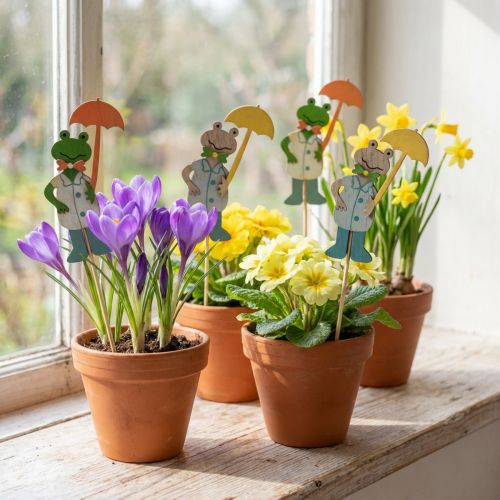 Rana con tappo per fiore ombrello in legno 8,5 cm 12 pezzi | Floristik24.it
