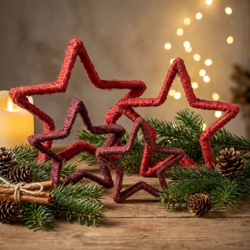 Stella da appoggiare Decorazione natalizia juta rossa 13/18 cm 4pz | Floristik24.it