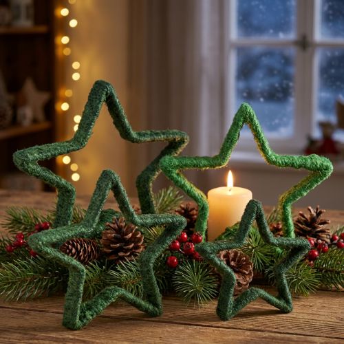 Stella da appoggiare Decorazione natalizia juta verde 13/18 cm 4pz | Floristik24.it