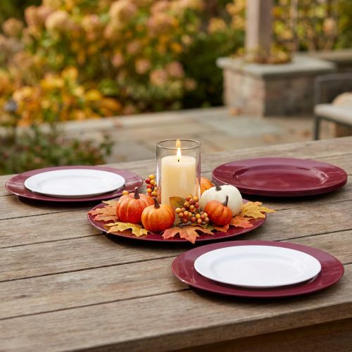Piatti versatili in plastica rosso scuro – 28 cm, perfetti per la decorazione e l'uso esterno – 4 pezzi | Floristik24.it