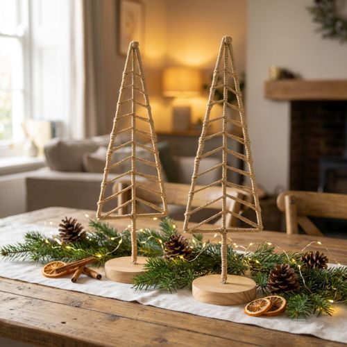 Supporto per decorazione albero di Natale in metallo legno naturale H39 cm 2 pezzi | Floristik24.it