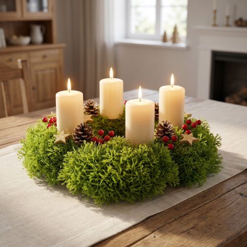Muschio decorativo verde artificiale – cuscino in muschio 10/12/14 cm 3 pz | Floristik24.it