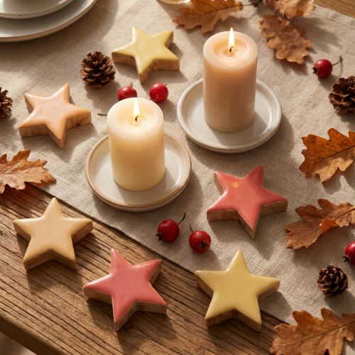 Decorazioni sparse stelle in legno stelle in legno di mango giallo albicocca 5 cm 12 pz | Floristik24.it