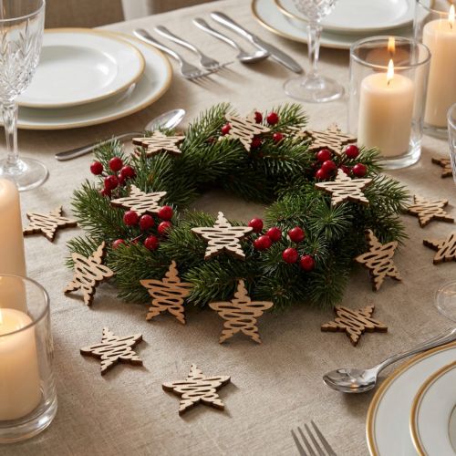 Decorazione sparsa stelle in legno Natale naturale Ø4cm 72 pz | Floristik24.it