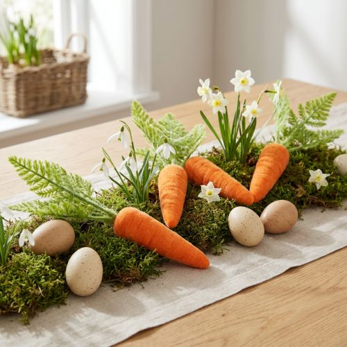 Prodotto Decorazione carota carote floccate verde arancio H23cm 8 pz