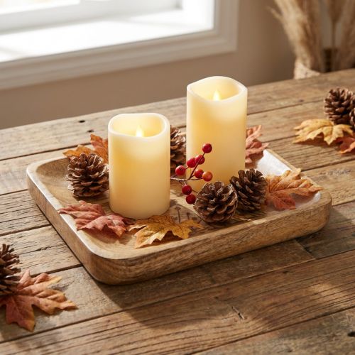 Vassoio decorativo in legno con motivo floreale, legno di mango, 20×15,5 cm | Floristik24.it