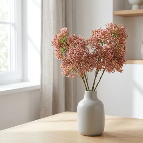 Ramo di fiori rosa artificiali di sambuco 52 cm 4 pezzi | Floristik24.it