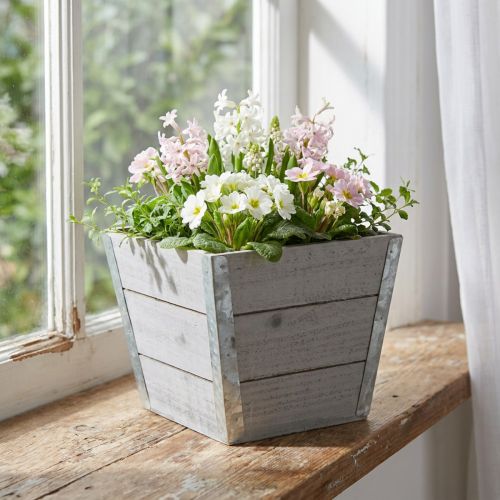 Fioriera fioriera in legno shabby chic grigio 19x19x15,5cm | Floristik24.it