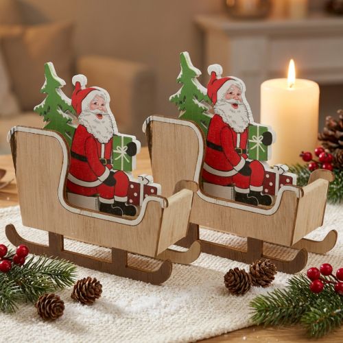 Slitta decorativa con slitta natalizia di Babbo Natale 10 cm 2 pezzi | Floristik24.it