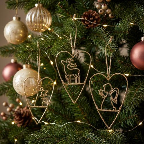 Decorazioni per albero di Natale Cuore Metallo dorato 12cm 6pz | Floristik24.it