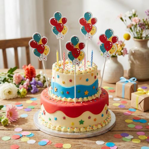 Palloncini decorativi per cake topper con bouquet di fiori colorati 26 cm 15 pz | Floristik24.it