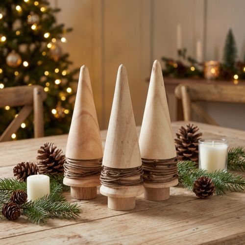 Mini albero di Natale decorazione in legno decorazione da tavola naturale H13,5 cm 3 pezzi | Floristik24.it