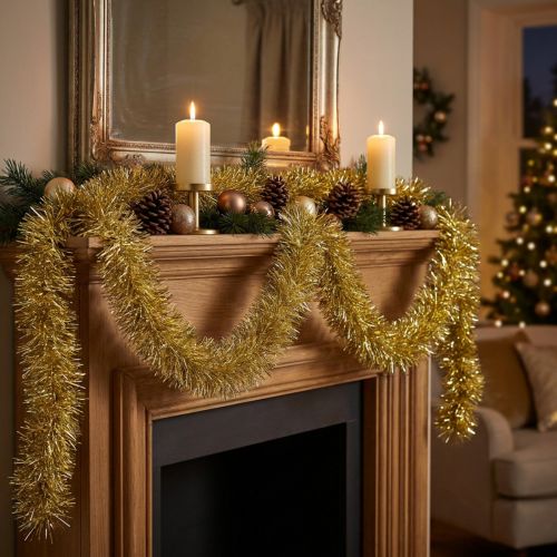 Ghirlanda glamour di orpelli dorati 270 cm – Perfetta per decorazioni festive ed eleganti | Floristik24.it