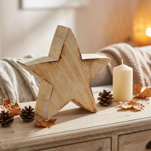 Stella decorativa rustica in legno - aspetto legno naturale, 20x7 cm - decorazione versatile per la stanza | Floristik24.it