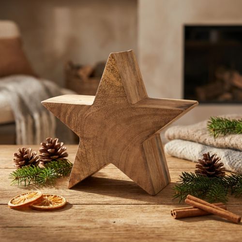 Decorazione in legno decorazione stella decorazione da tavolo in legno di mango naturale Ø20cm | Floristik24.it
