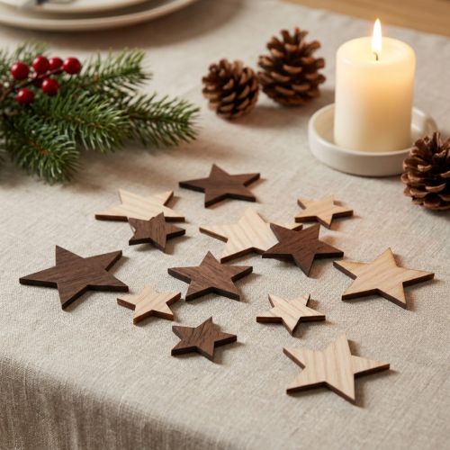 Stelle di Natale decorative marrone naturale Ø3,5–5,5 cm 48 pz | Floristik24.it