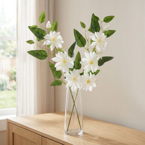 Ramo artificiale di clematide con fiori per una decorazione elegante e di facile manutenzione, 81 cm, 2 pezzi | Floristik24.it