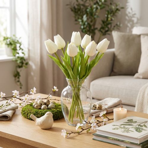 Tulipano artificiale, decorazione realistica, fiore artificiale durevole per la casa, 21 cm, 6 pezzi | Floristik24.it