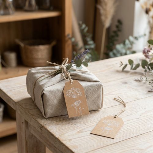 Etichette regalo in carta fiori marroni 8×5 cm 24 pz | Floristik24.it