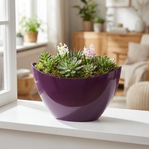 Ciotola decorativa per barchetta per piante viola 20×9 cm H12 cm | Floristik24.it