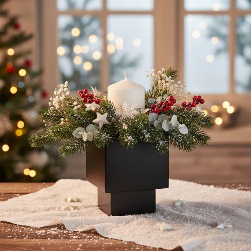 Vaso a cubo nero con base, moderno, 22 cm | Floristik24.it