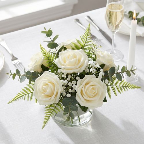 Rosa di schiuma Ø6cm Crema 27 pezzi | Floristik24.it