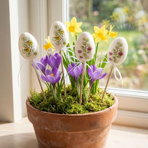Uova di Pasqua decorazione pasquale in plastica tappi per piante H6cm 12 pezzi | Floristik24.it
