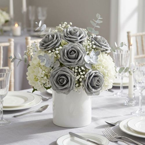 Rosa in schiuma Ø6cm grigio 27 pz | Floristik24.it