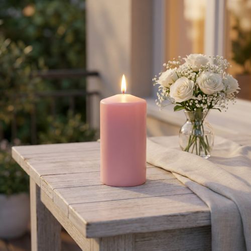 Candela a colonna PURE 130/70 candela decorativa rosa cera naturale sostenibile | Floristik24.it