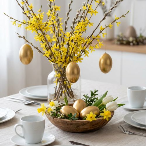 Prodotto Uova d'oca Uova dorate soffiate Decorazione pasquale 10 pezzi
