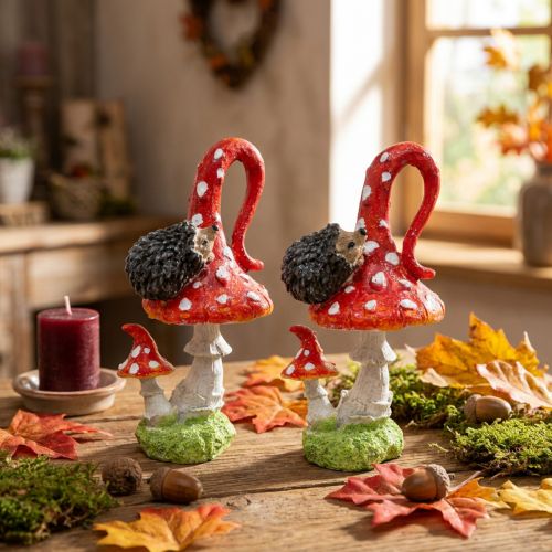 Agarico di mosca con decorazione riccio decorazione autunnale fungo H14cm 2 pezzi | Floristik24.it
