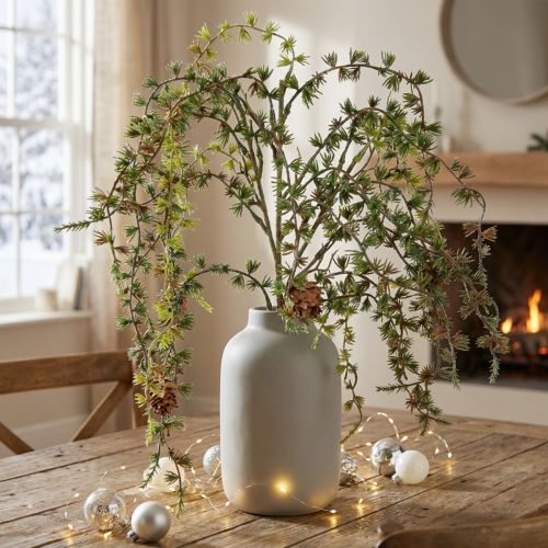 Ramo di larice decorativo con pigne, verde, decorazione invernale 93 cm, ramo di Natale artificiale innevato | Floristik24.it