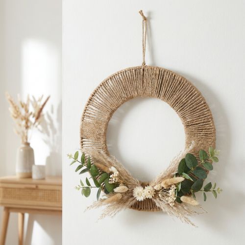 Anello decorativo sospeso, stile boho, argento naturale, Ø39,5cm | Floristik24.it