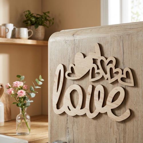 Cuori "Amore" decoro in legno naturale con segno decorativo calamita 20,5/25cm 6 pezzi | Floristik24.it