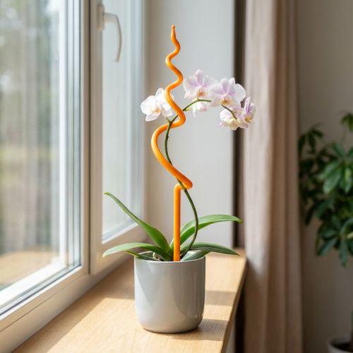 Tutore per orchidee, plastica, arancione, supporto per orchidee, altezza 64 cm | Floristik24.it