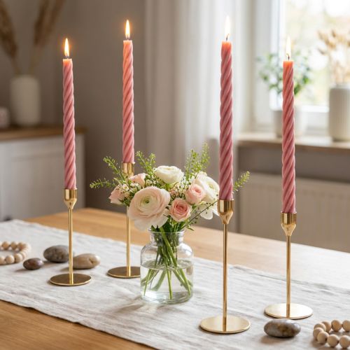 Candele rustiche candele a bastoncino tinte di rosa 350/28mm 4 pz | Floristik24.it