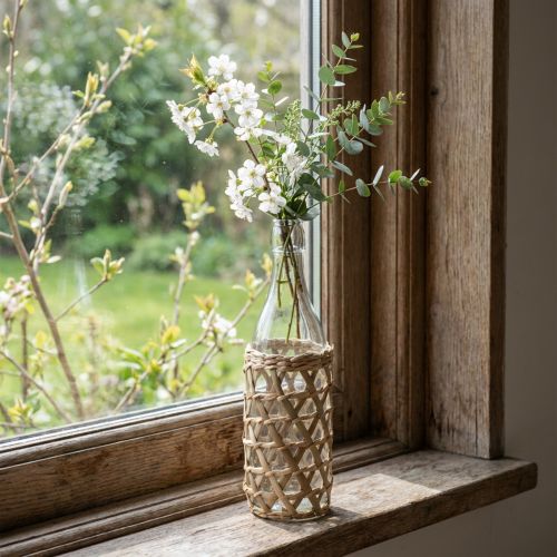 Deco bottiglia di vetro decorazione bottiglia di vetro intrecciato Ø9.5cm H31cm | Floristik24.it