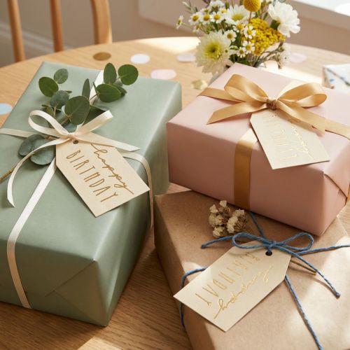Cartellini regalo carta stampata Happy Birthday 4×7cm 24 pz | Floristik24.it