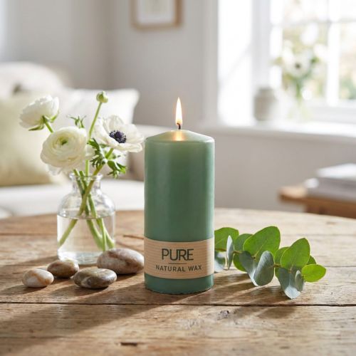 Candela a colonna PURE candele Wenzel verde smeraldo 130/60 mm | Floristik24.it
