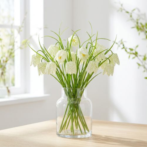 Fiori a scacchiera Fritillaria artificiale bianco, verde 40 cm 12 pz | Floristik24.it