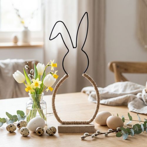 Decorazione da tavolo coniglietto pasquale Coniglietto decorativo boho in filo pasquale 32 cm | Floristik24.it