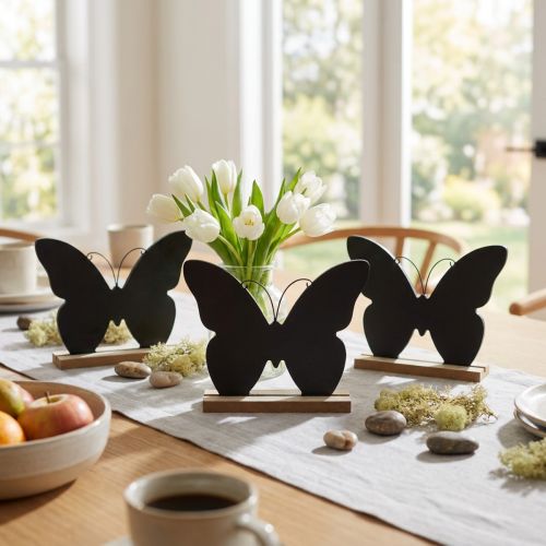Decorazione da tavolo in legno decorazione farfalla nero naturale 15cm 6 pezzi | Floristik24.it