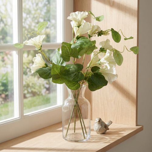 Piselli odorosi artificiali, fiori da giardino, bianchi, 85 cm | Floristik24.it