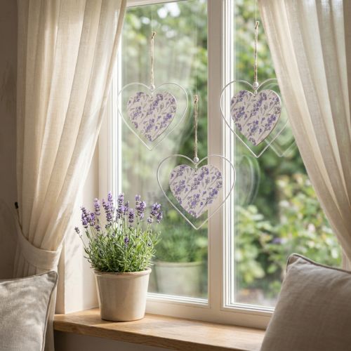 Prodotto Cuori decorativi da appendere lilla bianco 18,5×17 cm 4 pz