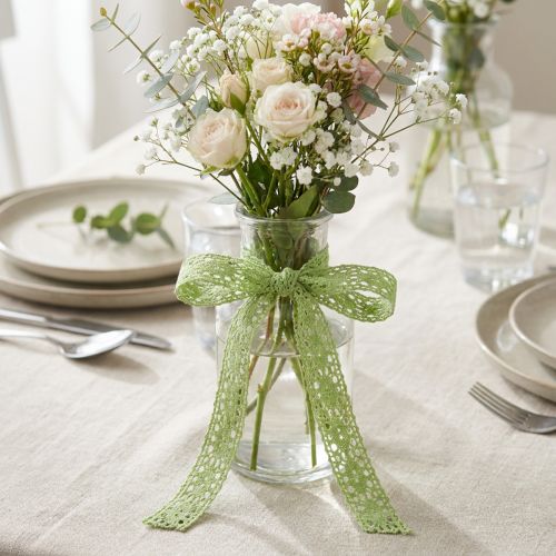 Nastro di pizzo, nastro decorativo, verde, largo 18 mm, lungo 20 m | Floristik24.it