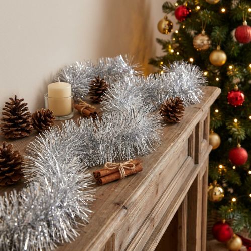 Ghirlanda di orpelli scintillanti d'argento 270 cm - perfetta per decorazioni festive - versatile | Floristik24.it
