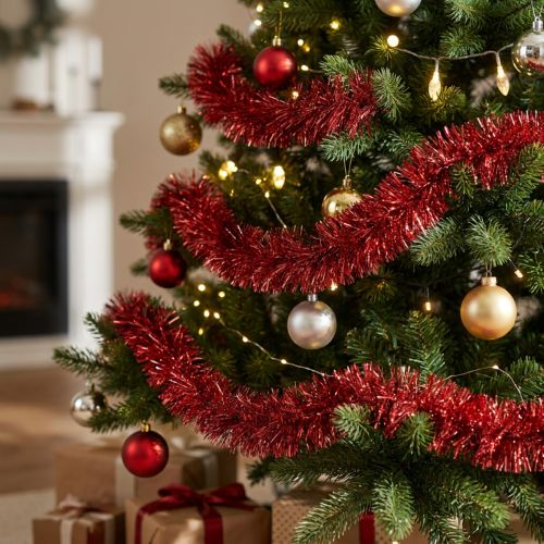 Ghirlanda festosa di orpelli rossi 270 cm - Brillante e vivace, perfetta per decorazioni natalizie e festive | Floristik24.it
