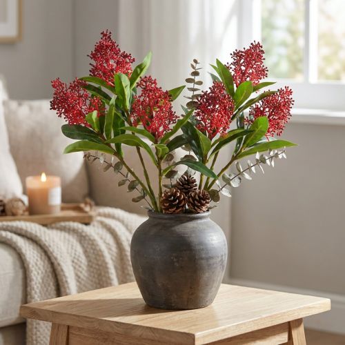 Fiori artificiali Skimmia japonica rossa Skimmie 45cm 2pz | Floristik24.it