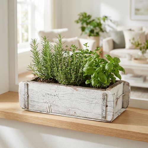 Forma di mattone, scatola di mattoni, scatola di legno con accessori in metallo finitura anticata, lavato bianco L32cm H9cm | Floristik24.it